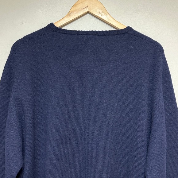 Field Gear 100% Cashmere Sweater Mens XL V-Neck Long Sleeve Classic Navy Blue - Picture 7 of 12